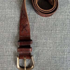 35" Express Brown Leather Double Loop Belt